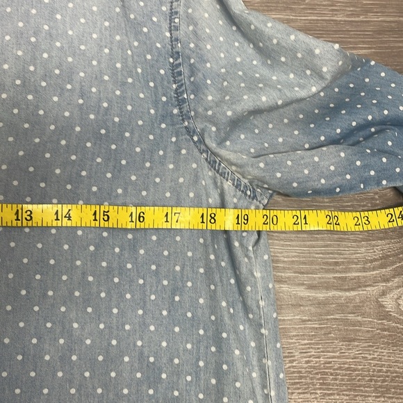 Luxology Chambray Denim Dot Shift Shirt Dress with Pockets 6 - Picture 10 of 16